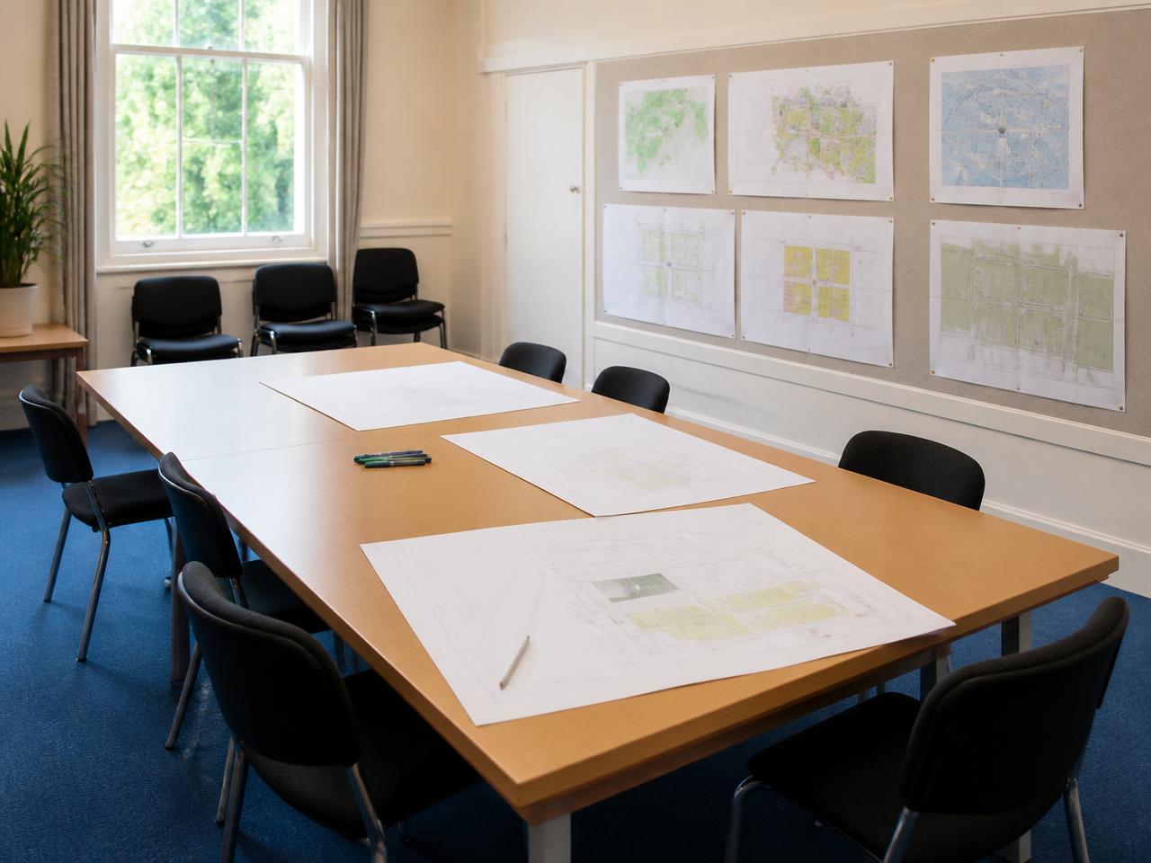 Community consultation room set up with site plans